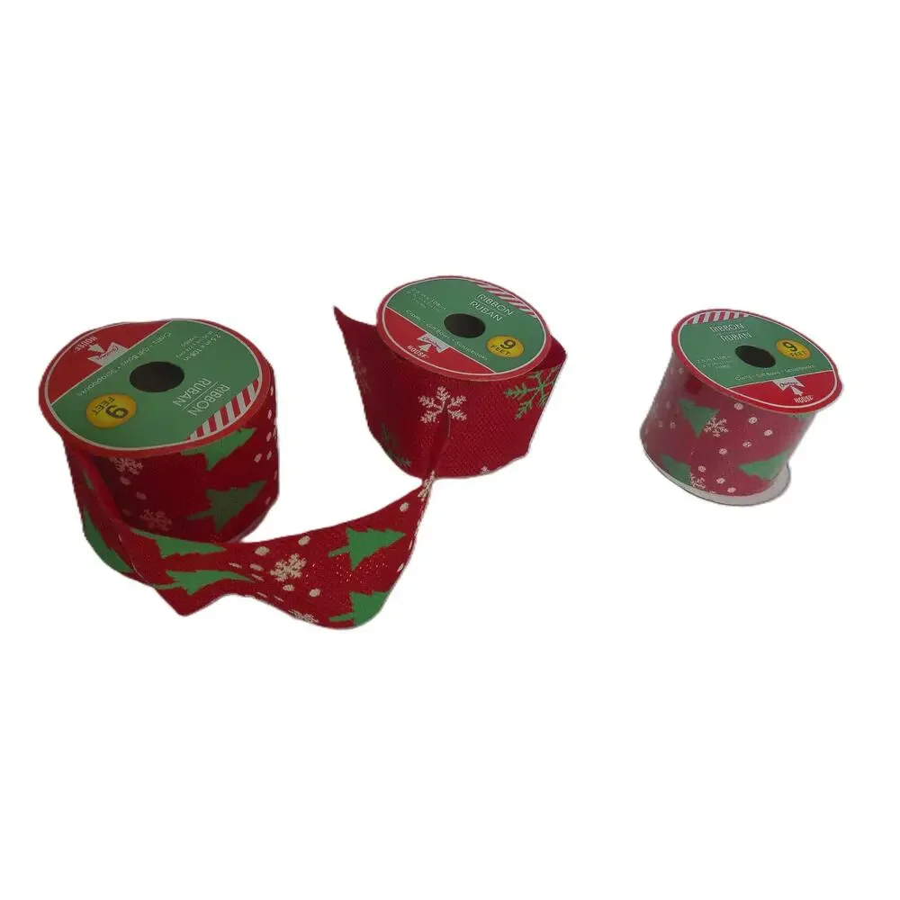 Vintage Christmas Ribbon Christmas Tree Sparkle Metallic 3 Rolls